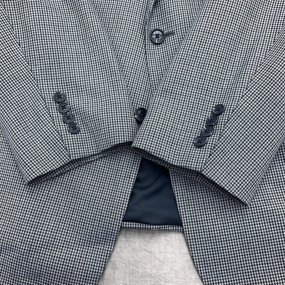 Stafford Blazer Men 46R Black Gray Houndstooth Check Classic Fit Jacket India